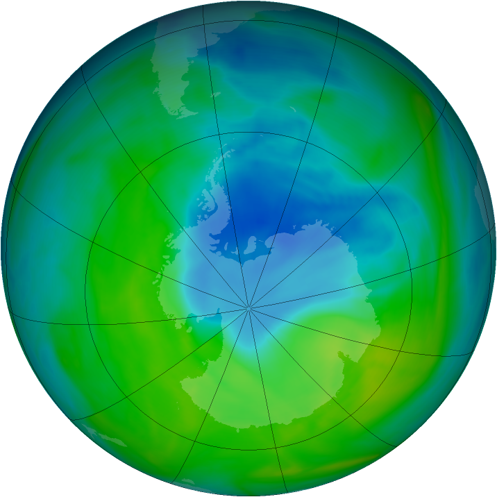 Antarctic ozone map for 03 December 2004